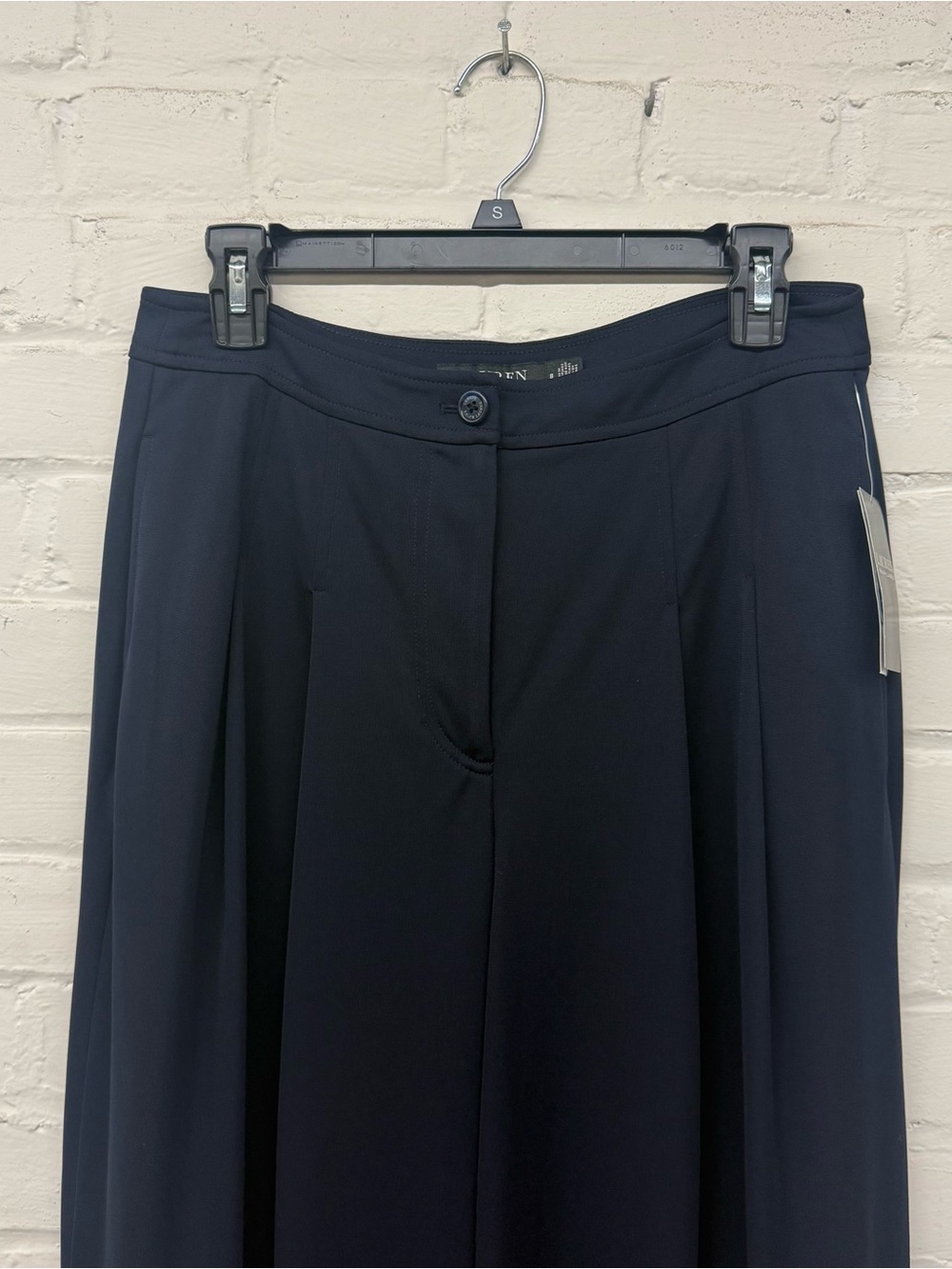 NWT Lauren Ralph Lauren Navy Wide Leg Pleated Stretch Jersey Pant - Picture 4 of 9